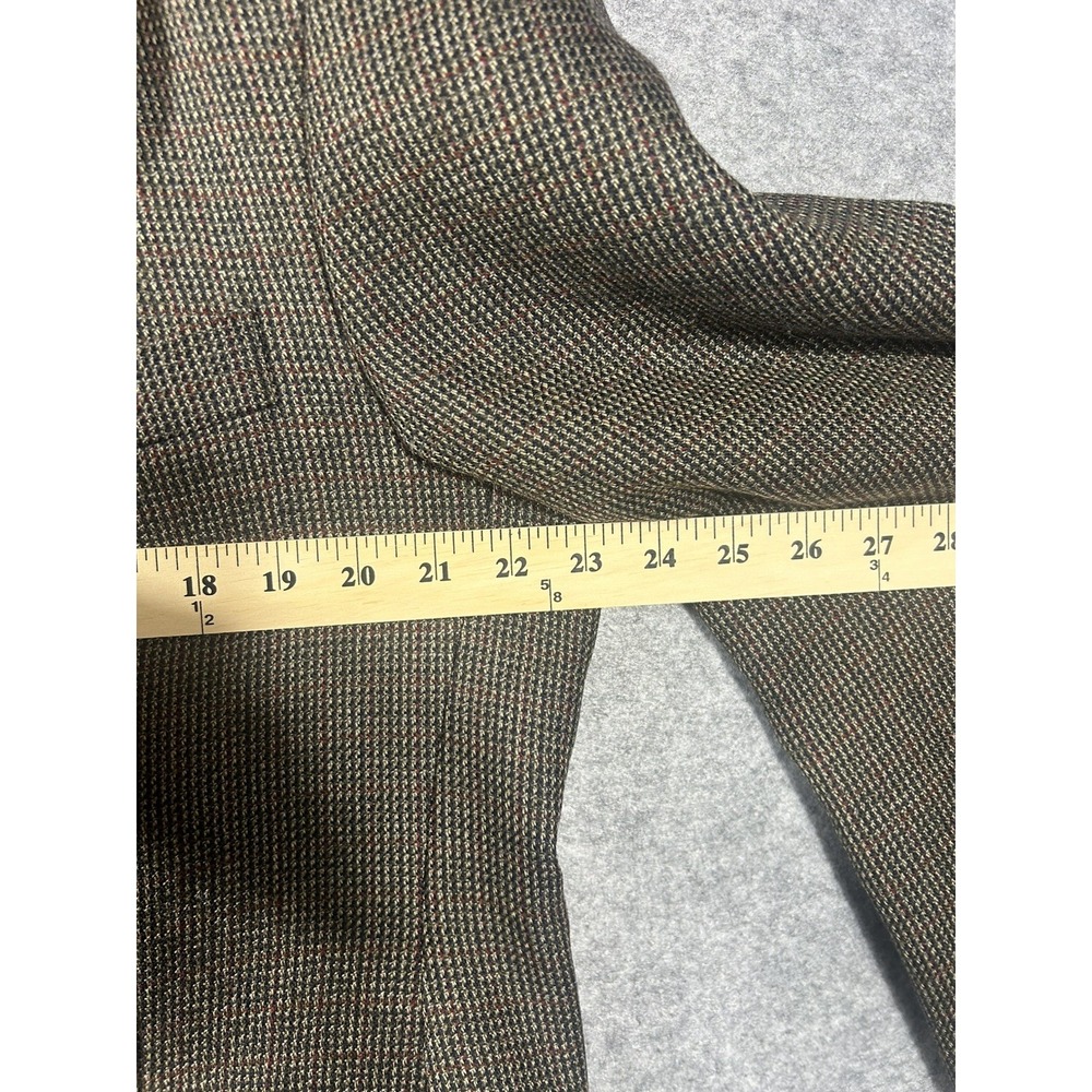 Vintage Tommy Hilfiger Union Made Canada Wool Tweed Blazer Brown Houndstooth 42R - Picture 14 of 16